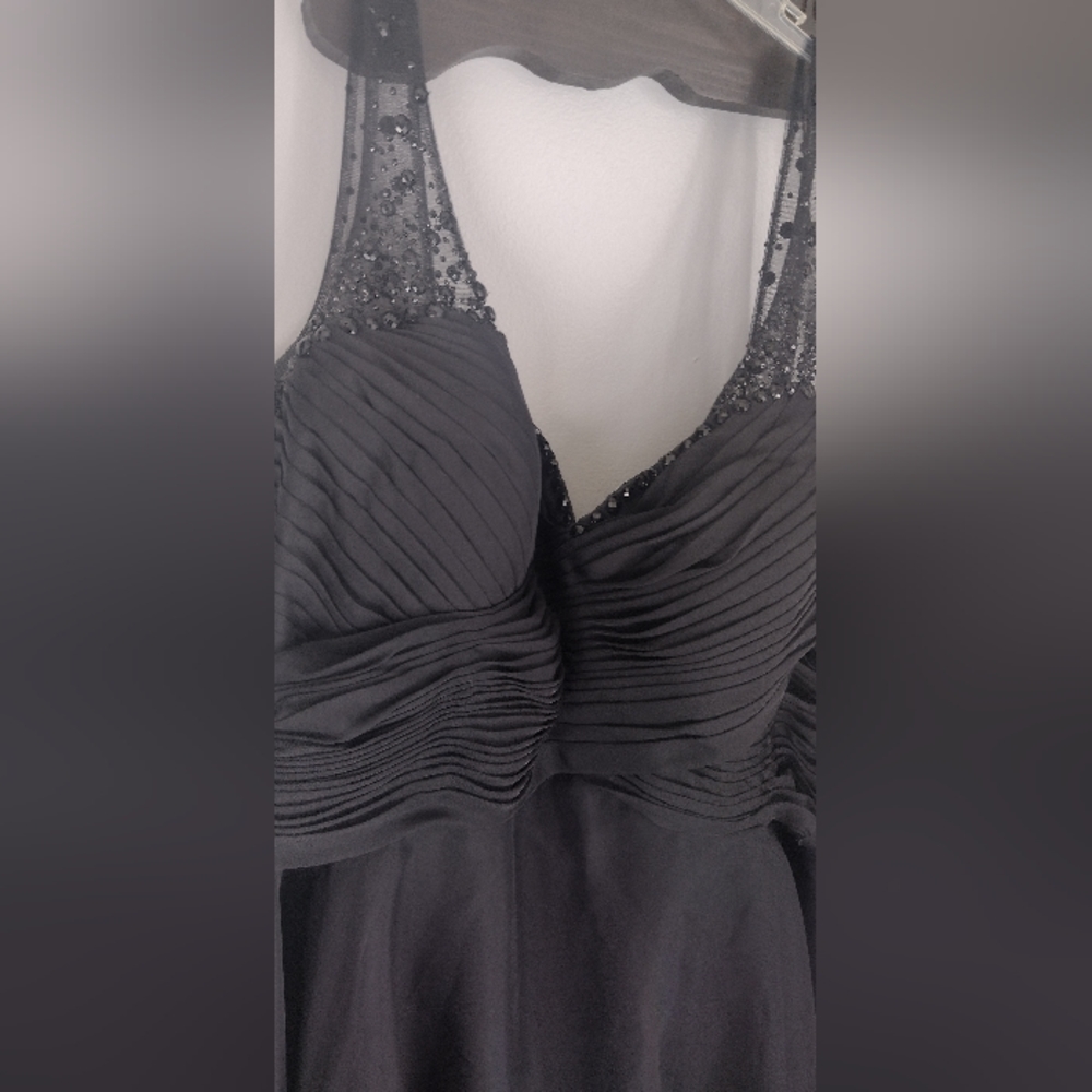 Alyce Paris Women's 24 Black Embossed Cocktail Formal A-Line Dress Short - Picture 3 of 5